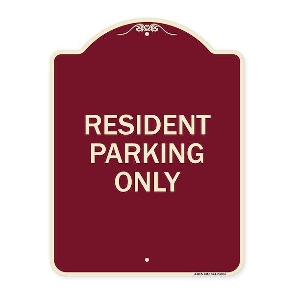 Signmission Reserved Parking Resident Parking Heavy-Gauge Aluminum Architectural Sign, 24" x 18", BU-1824-23036 A-DES-BU-1824-23036 - main